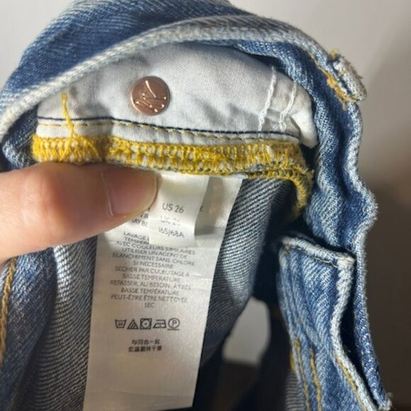 We the Free Blue Jean Boho Beach Raw Hem Cotton Shorts Sz 26