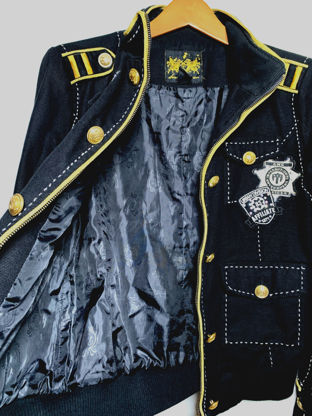 Sour n Cream Women’s Military/Police Style Black Wool Embroidered Jacket Size M.