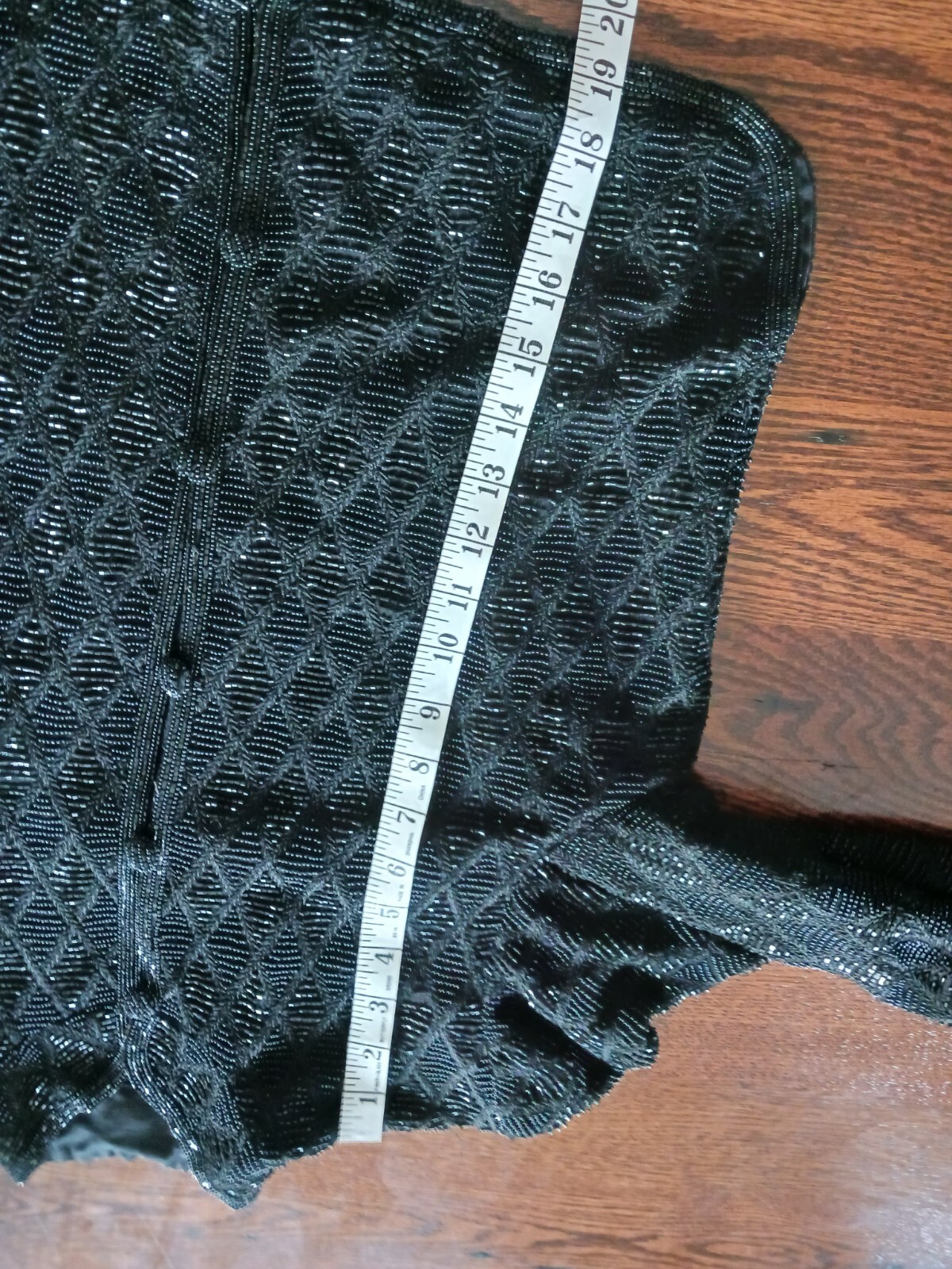 VTG Black Beaded Jacket Embroidered Diamond Pattern High Quality Small