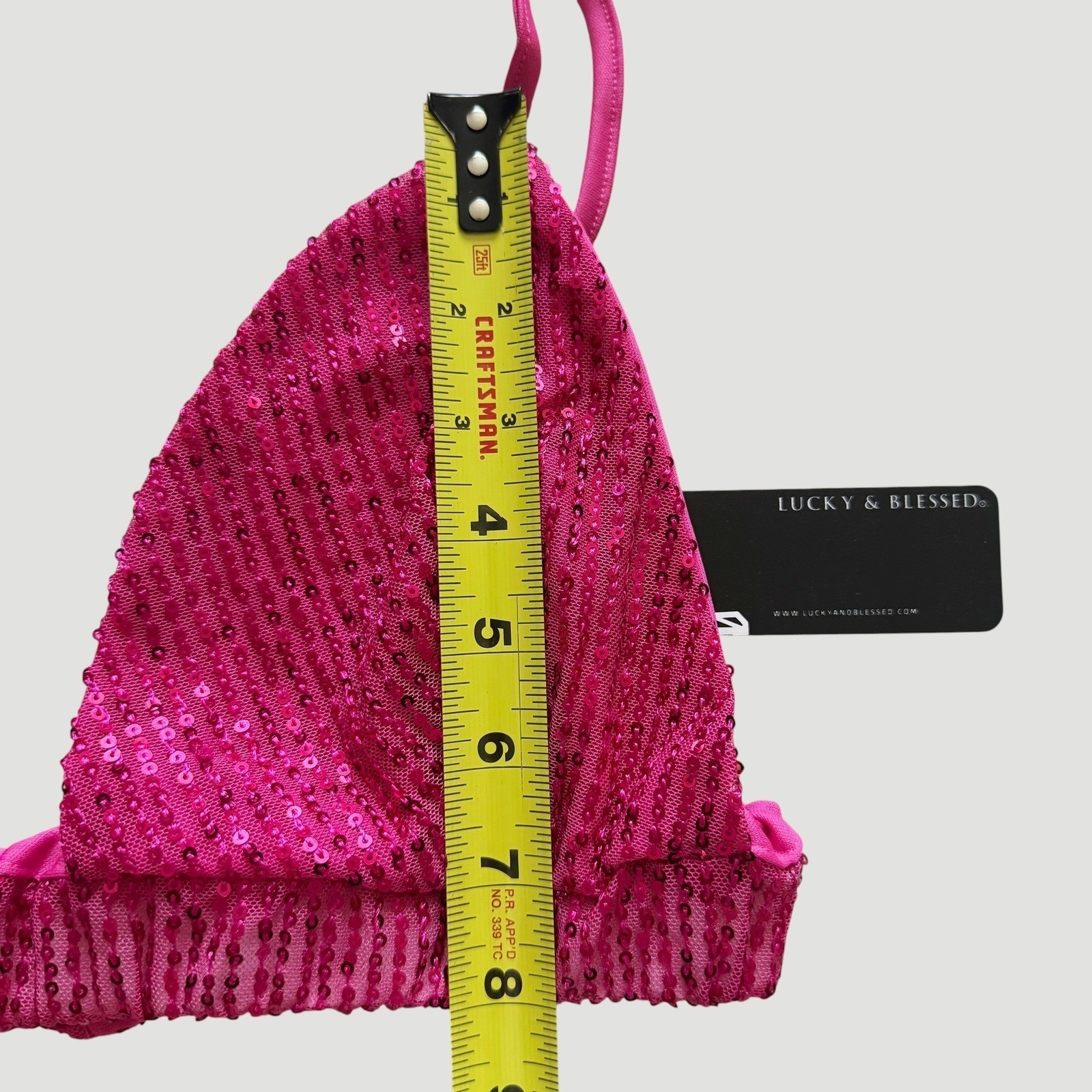 Festival Hot Pink Sequin Triangle Bralette top L&B Sparkle L Rave concert NWT
