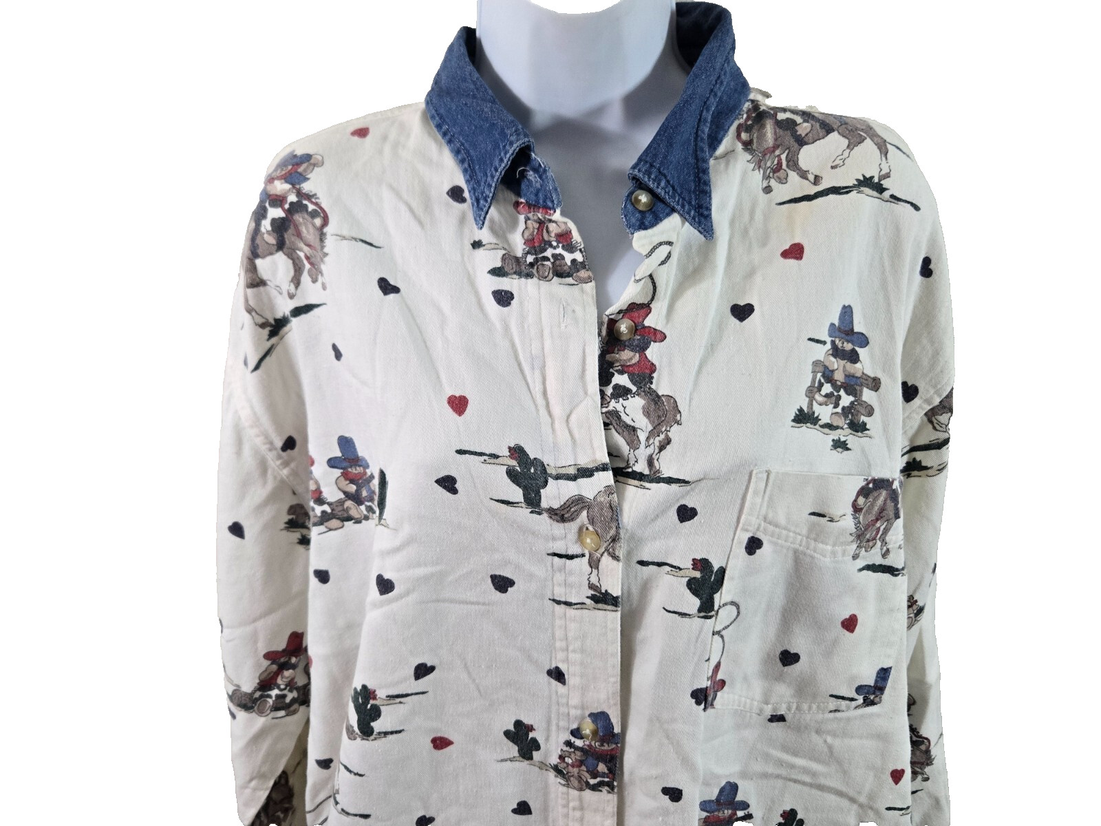 Quizz New York Plus Vintage Long Sleeved Shirt Size 20 Western Bears Ponies