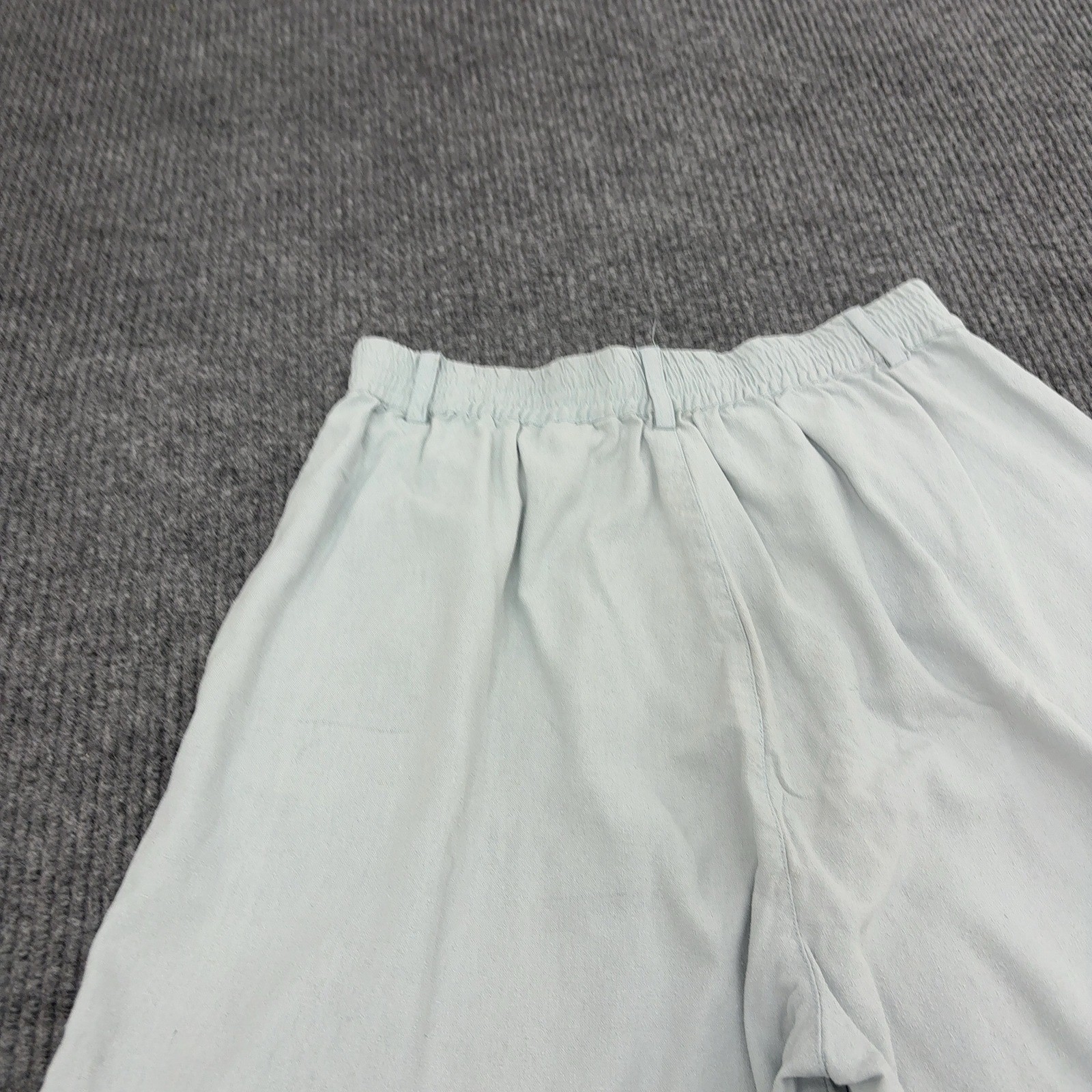 Vintage Company 907 Shorts Women L Light Blue Silk Pleated High Waist Minimalist