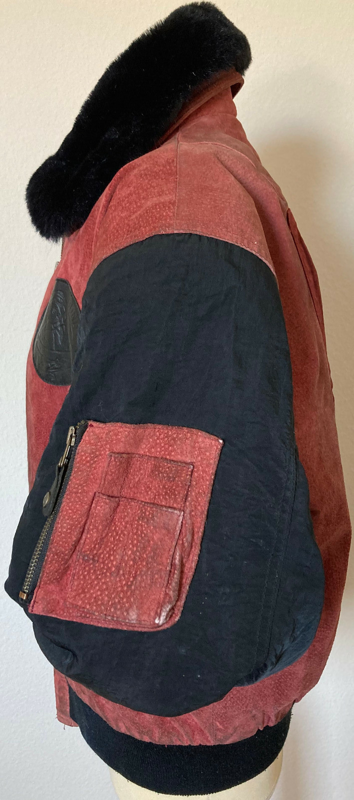 VINTAGE women’s LS original LEATHER SOUND leather jacket coat M WINE RED 90s