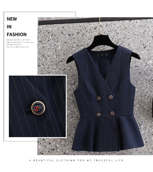 Korean Striped Blazer Jacket Pant Suit Office Ladies Business Wear Formal Set