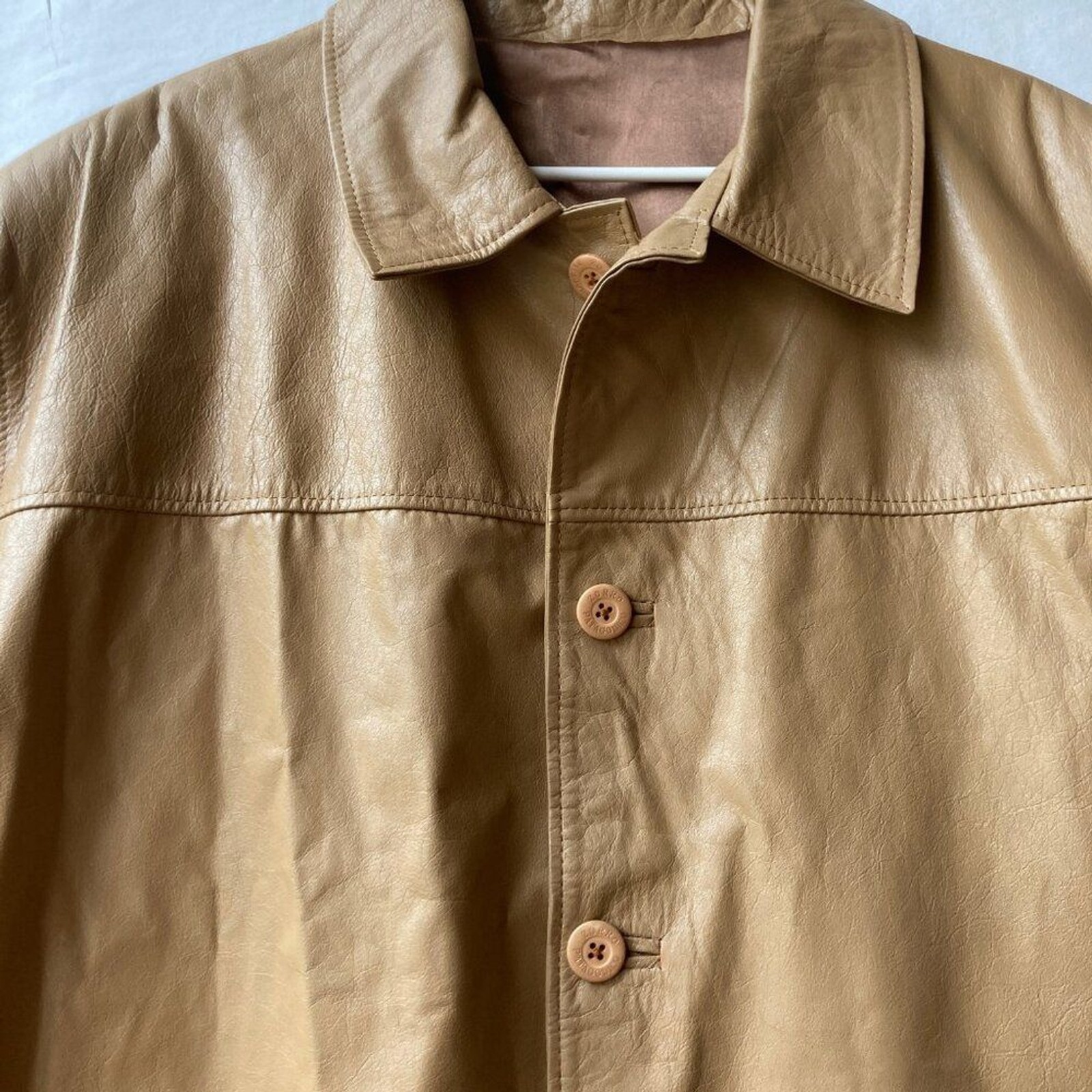 Vintage Womens Camel Beige Genuine Leather Jacket Size XXL 2X 90s Argentina NWT