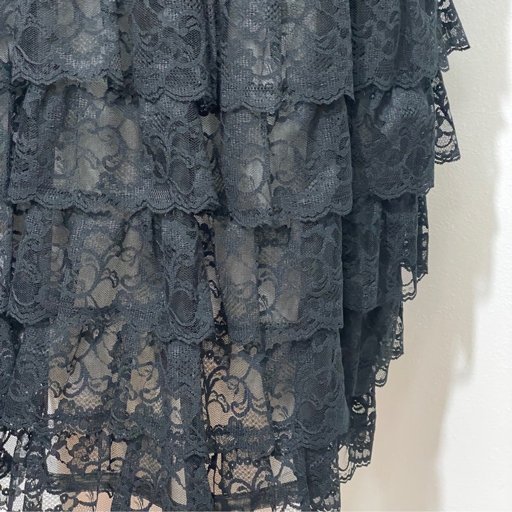 Wednesday Dresses Collections / Beene Black Lace Dress with ruffles