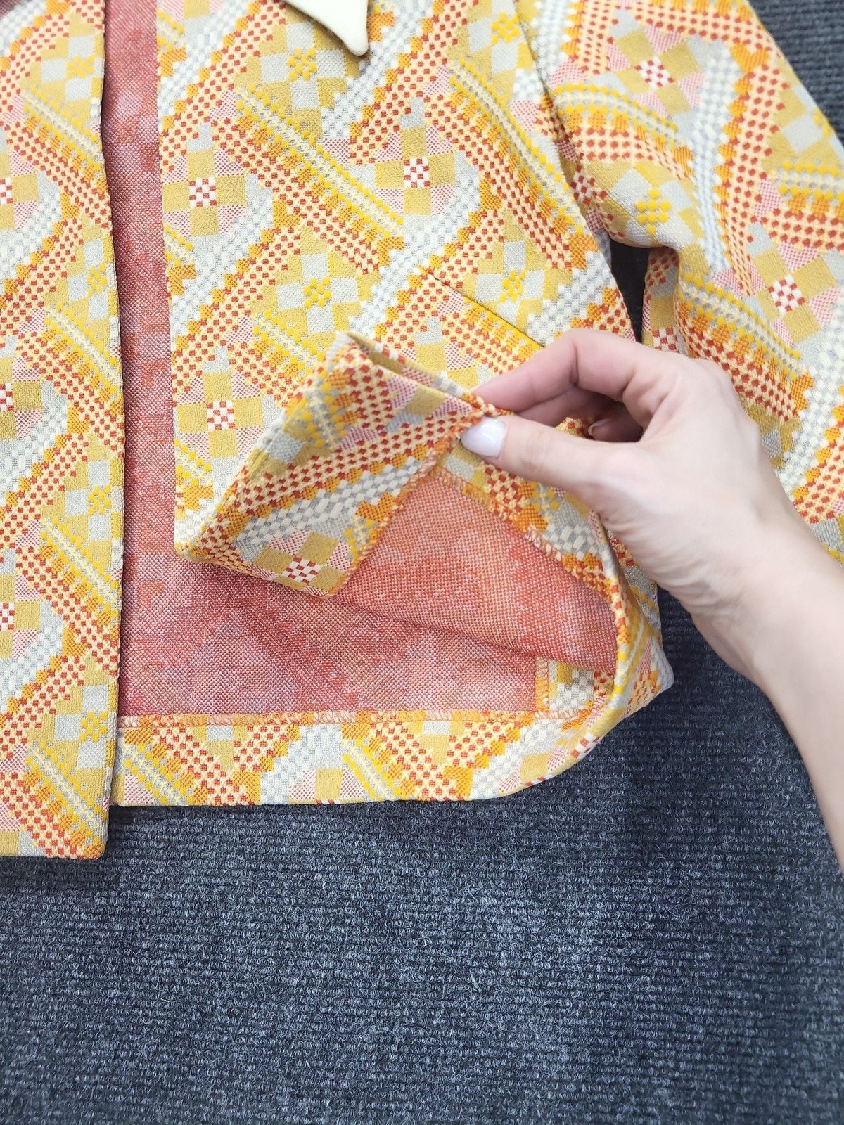 Vintage 1970s Nardis of Dallas Geometric Print Mod Jacket