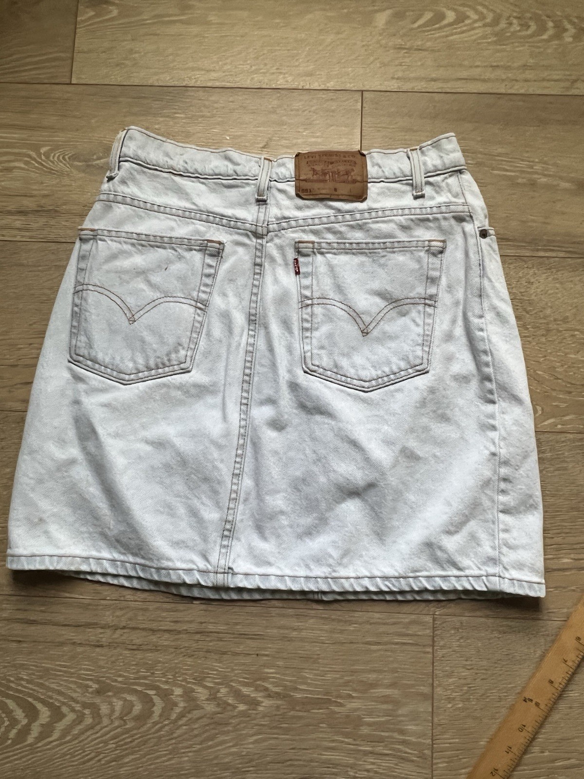 Levi’s Womens 551 Light Wash Vintage Denim Skirt Relaxed Retro Size 14(30″).