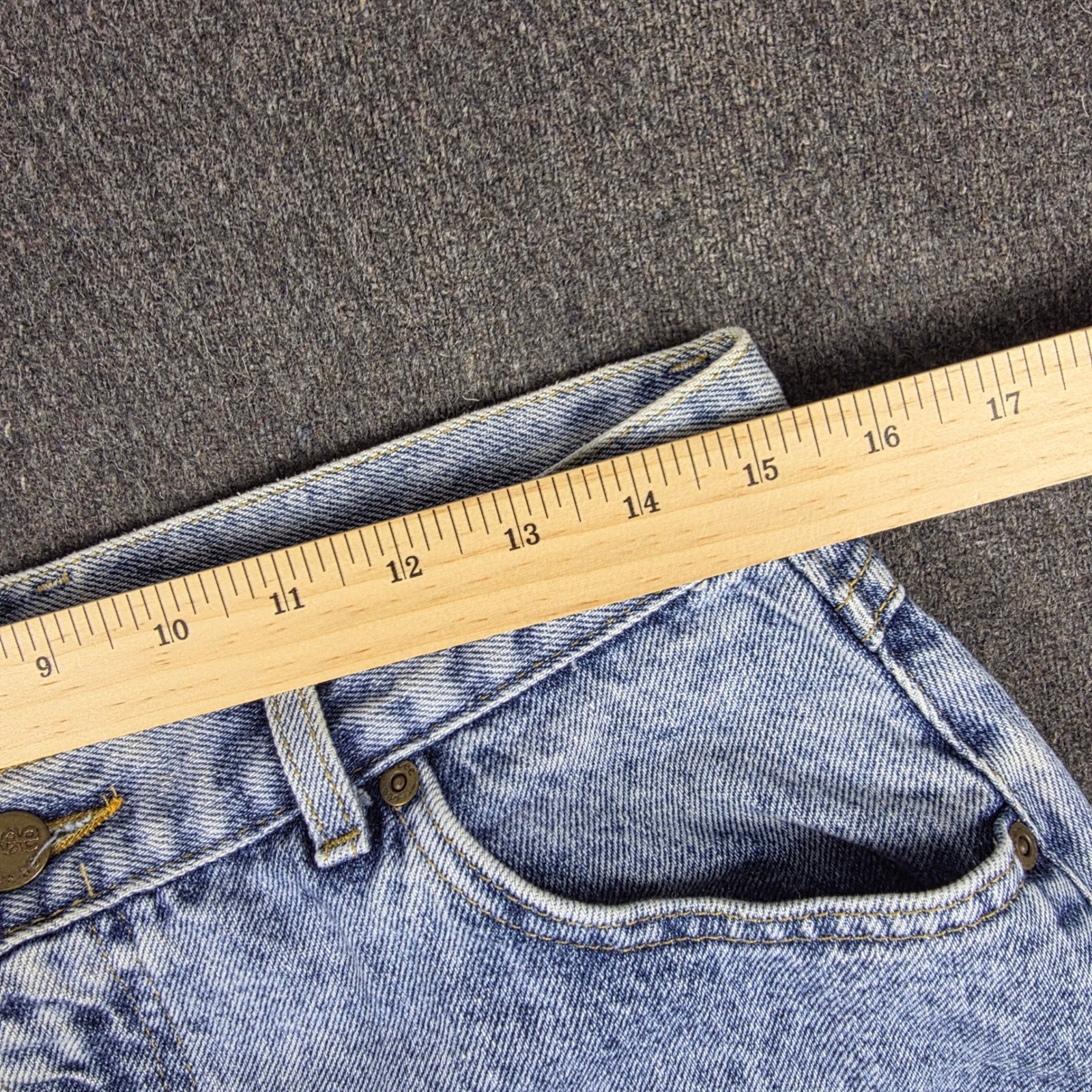 VTG Lee Riders Jeans Women 16 Med Light Blue High Waisted Tapered Made in USA