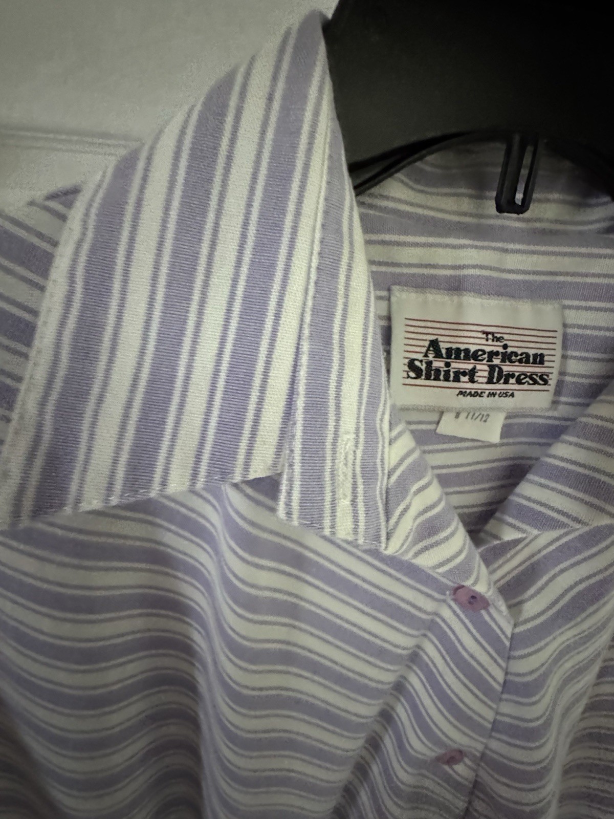 The American Shirt Dress Vintage 80’s Lavender White Stripe Size 11/12 USA