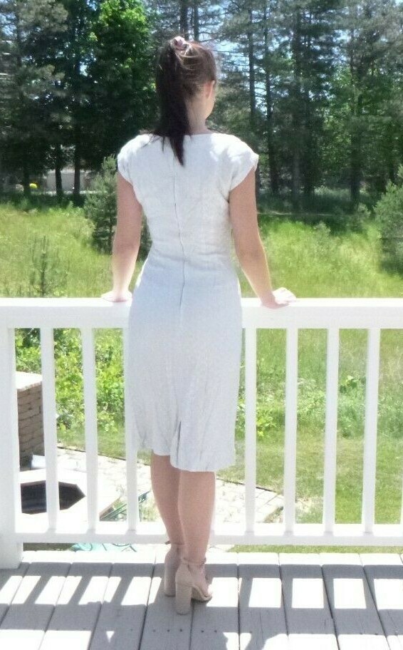 Vtg 50’s 60’s Silver Lame Wiggle Shift Cocktail Dress metallic Threads Size M