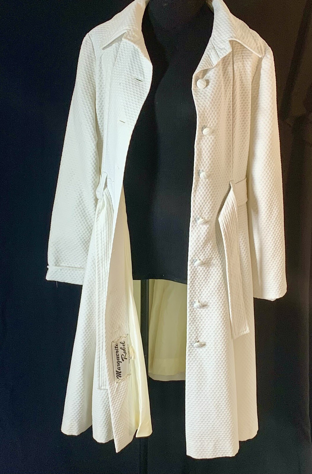 VTG- Marguerite Rubel COTTON WHITE LIGHT WEIGHT SWING TRENCH Super Chic Medium