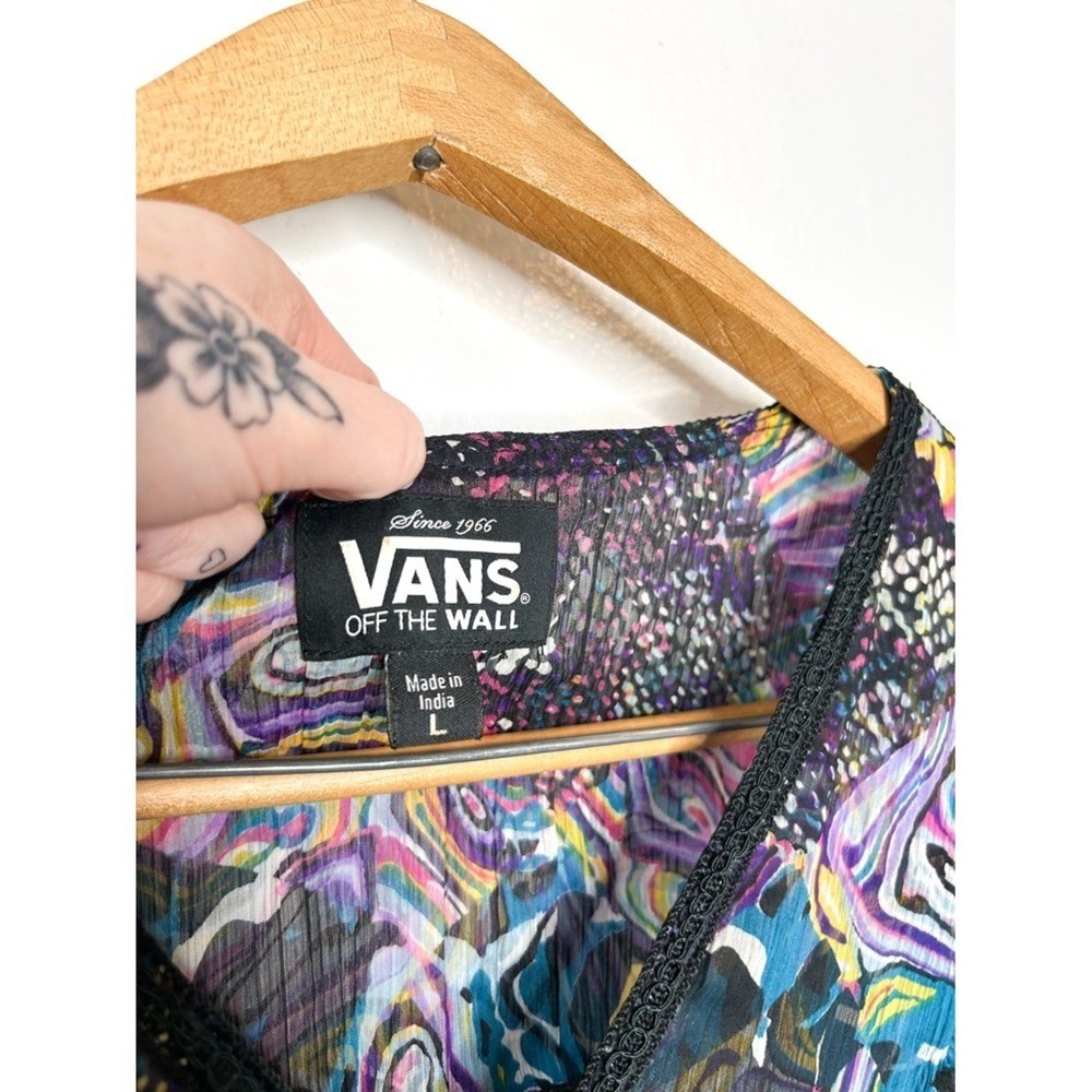 Vans Early 2000s Scene Myspace Indie Sleaze Abstract Print Flowy Mini Dress L