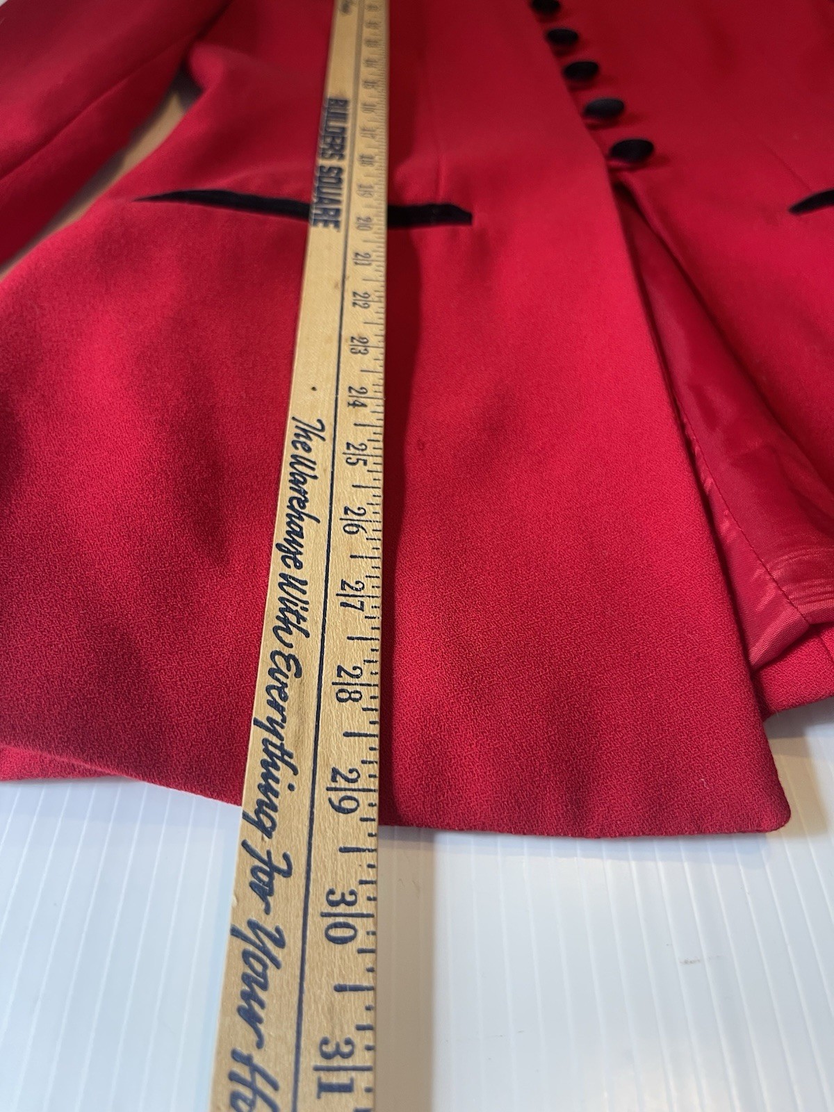 VTG Casual Corner Cotton Red With Velvet Trim Buttons Pant Suit Set Size 4