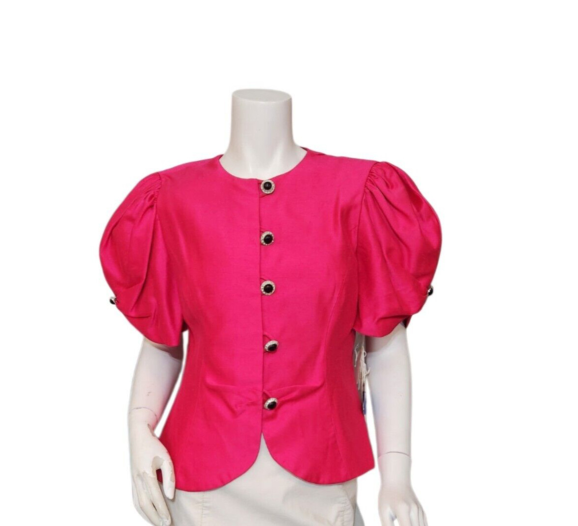 Vtg Barbara Chodos for Michael Marcella Pink Short Puff Sleeve Jacket Sz 12 NWD