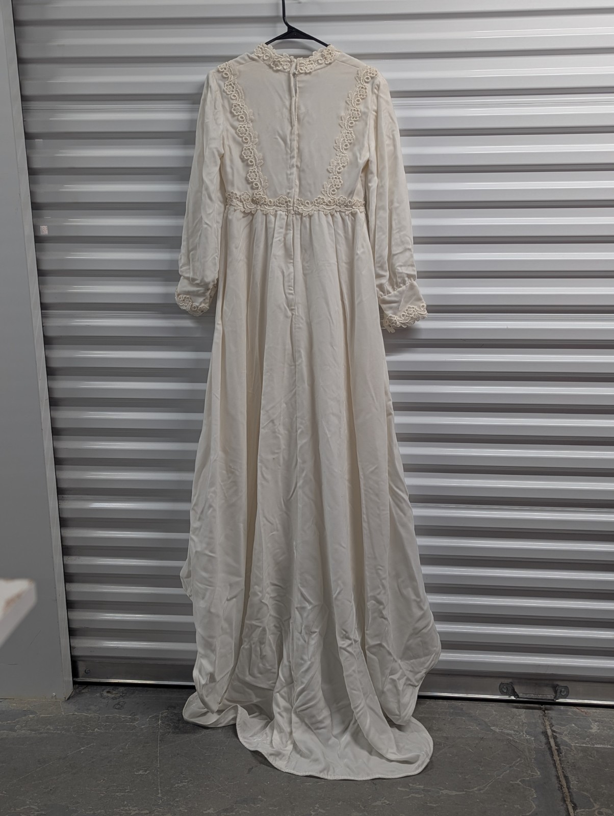 Cottagecore Prairie Gothic Velvet Lace Ivory High Low Maxi Dress Vintage