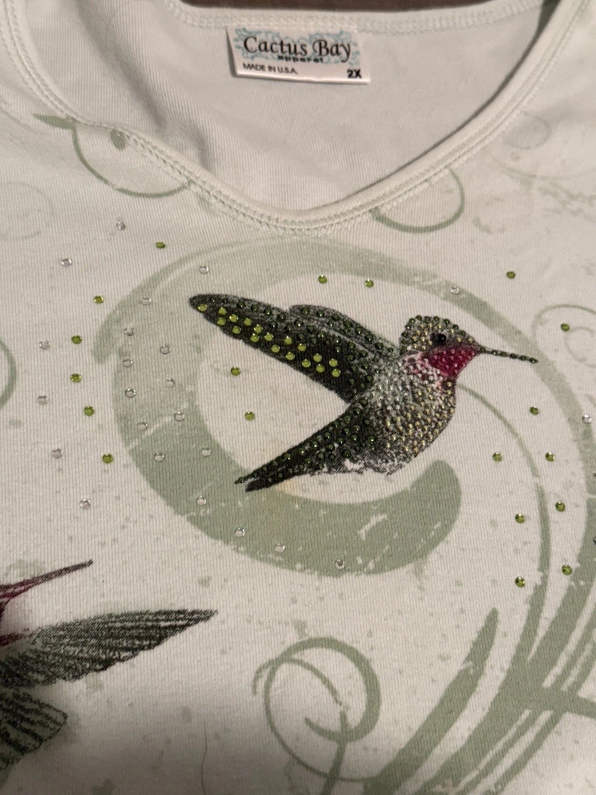Vintage Shirt Cactus Bay Size 2XL XXL 90s Bedazzled Hummingbirds Cotton Made USA