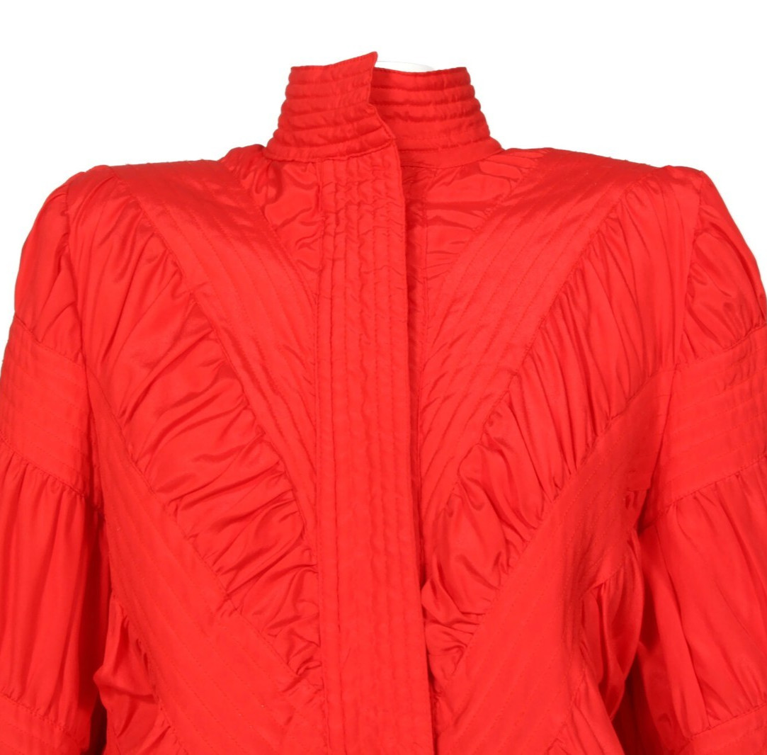 MARGUERITE RUBEL 1980s Red Rusched Lightweight Windbreaker Zip Jacket sz XS /052
