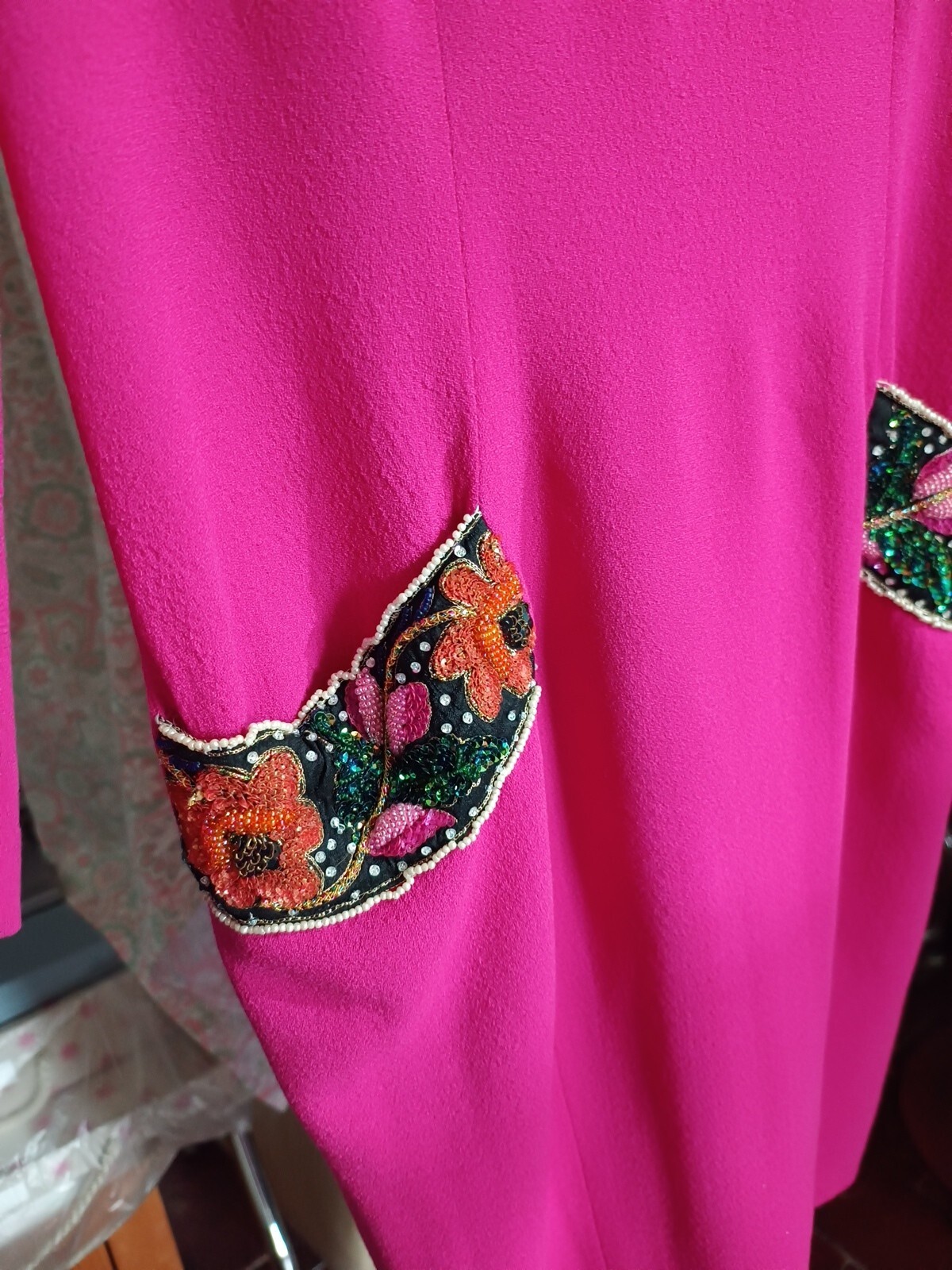 Vintage Tailored Haute Couture Dress Size M/L See Measurements Excellent Condition