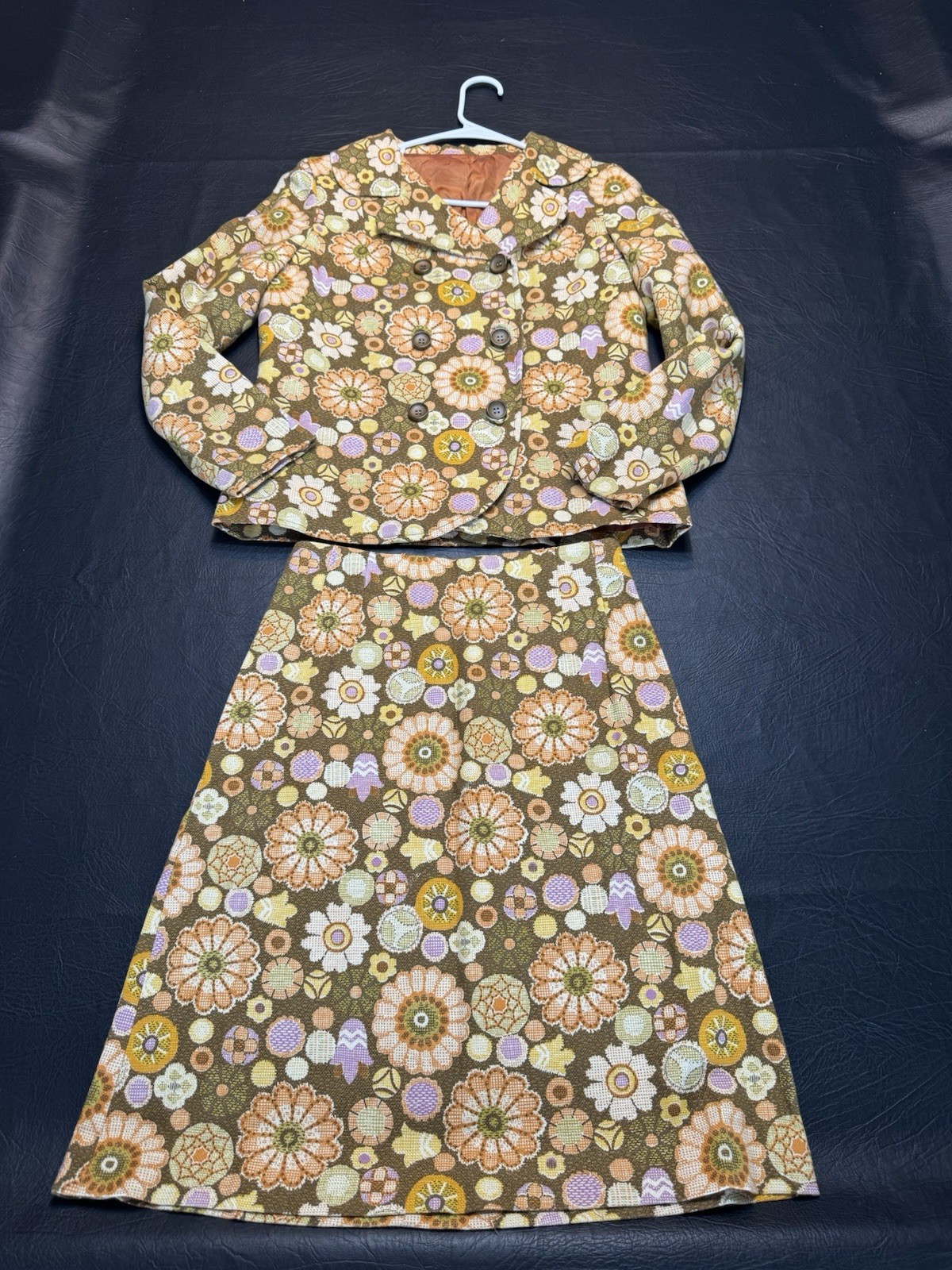 Vintage 70s Floral Mod Jacket & Skirt Set | College Town Boston | Boho Hippie