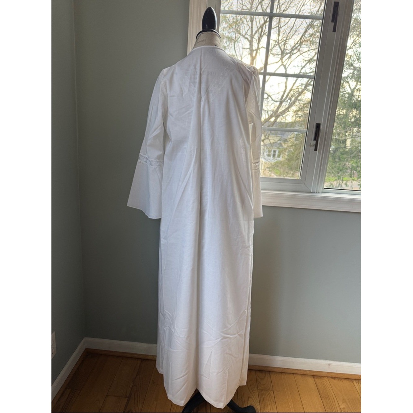 Sears Vintage embroidered bird floral cotton gown and duster set NWOT small