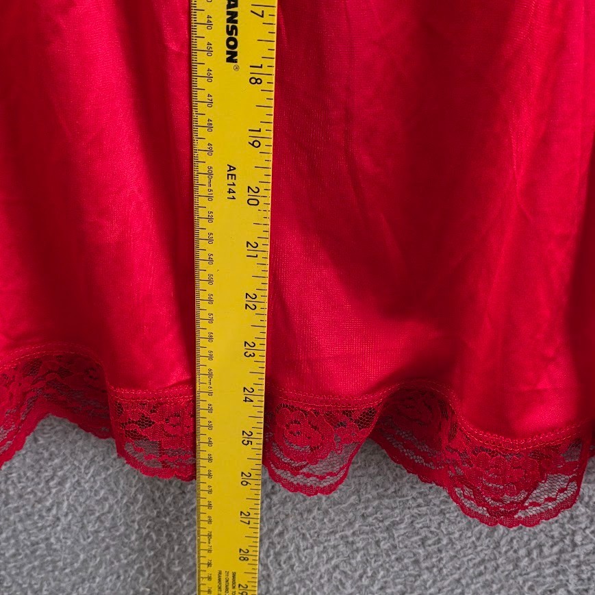 Vintage Luxer Dame Lingerie Half Slip Skirt Size 32-34 Red Nylon Lace Trim