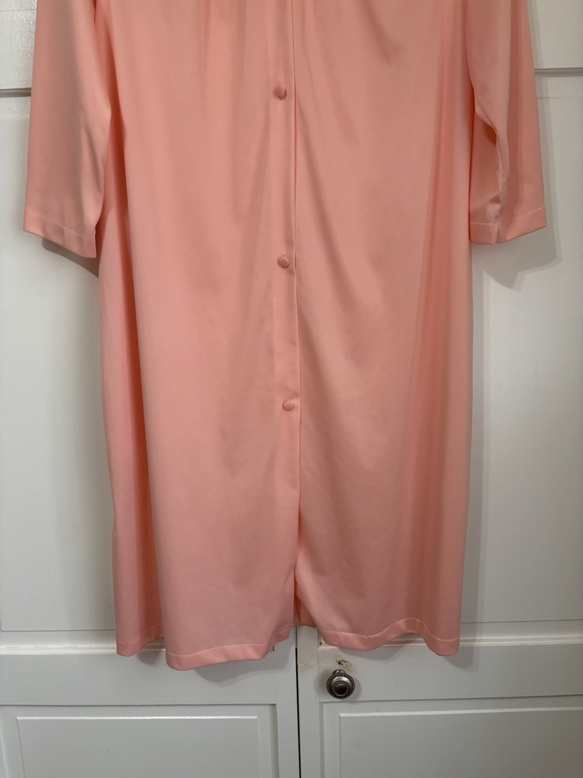 Vintage San Souci Nylon Short Nightgown Robe Day Dress Peach 3/4 Sleeve Large
