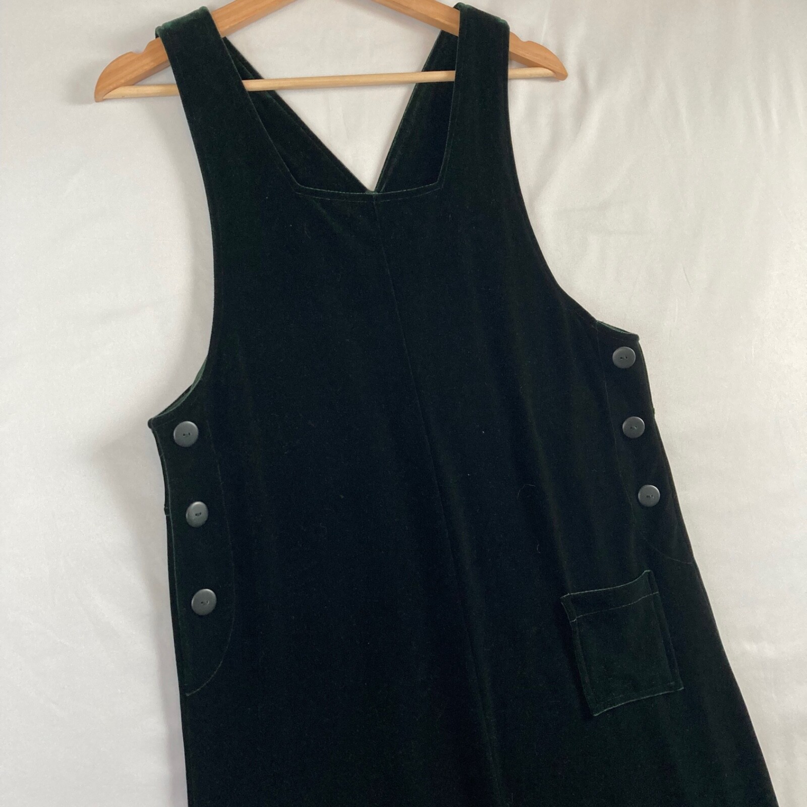 Vintage Jacqueline Ferrar Dress Green Velvet Velour Sleeveless Size 4P Party