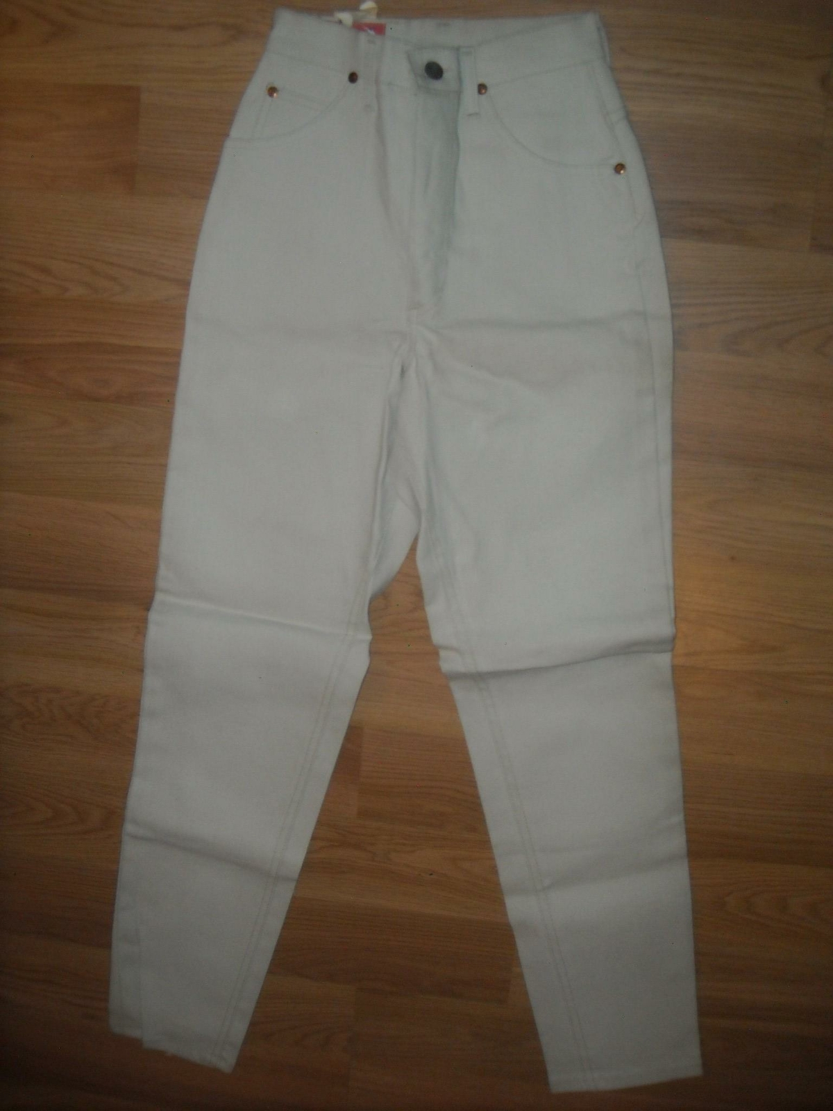 VTG 60S NEW WOMENS 24 X 30 STRETCH KHAKI TAN WHITE LEE RIDERS DENIM JEANS PANTS