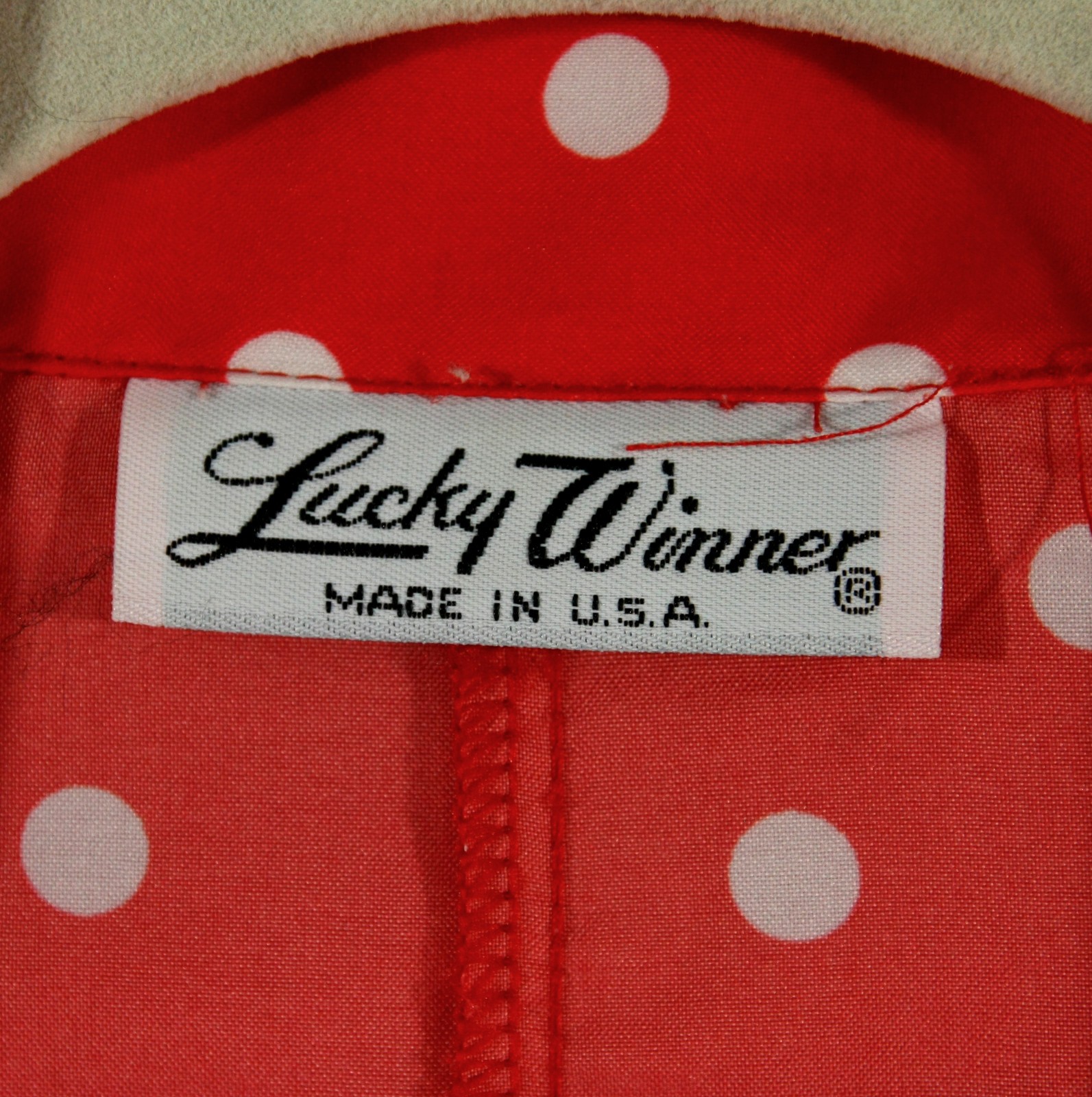 Vintage Lucky Winner Red and White Polka Dot Satin Secretary Career Blouse Top M