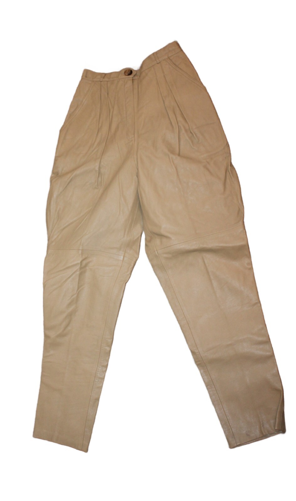 Vintage NEW Wooly Wool New Zealand Sheepskin Beige Leather Pants EU 34 US 4