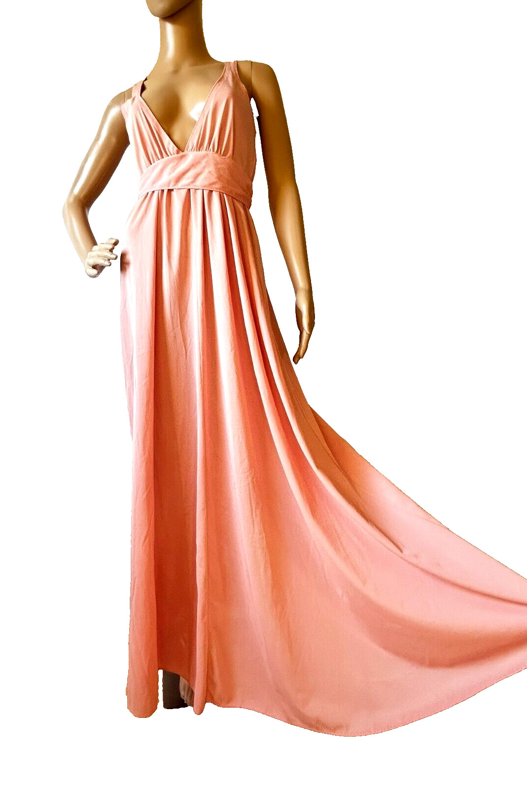 70s John Kloss For Cira Sz S Nightgown Lingerie Maxi Dress Blush Pink Nylon