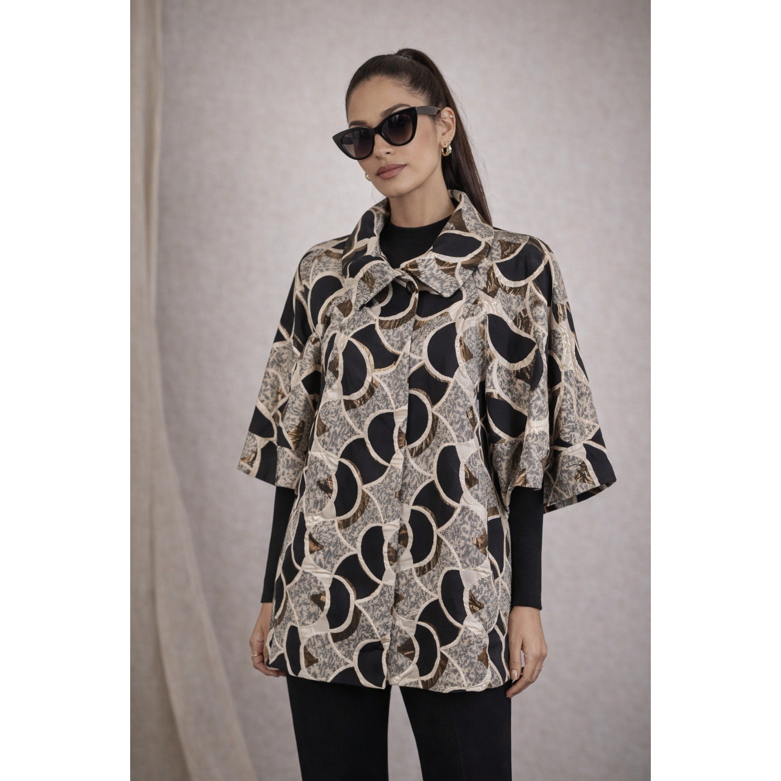 Vintage Joseph Ribkoff Vintage Metallic Brocade Oversized Swing Jacket Size 10