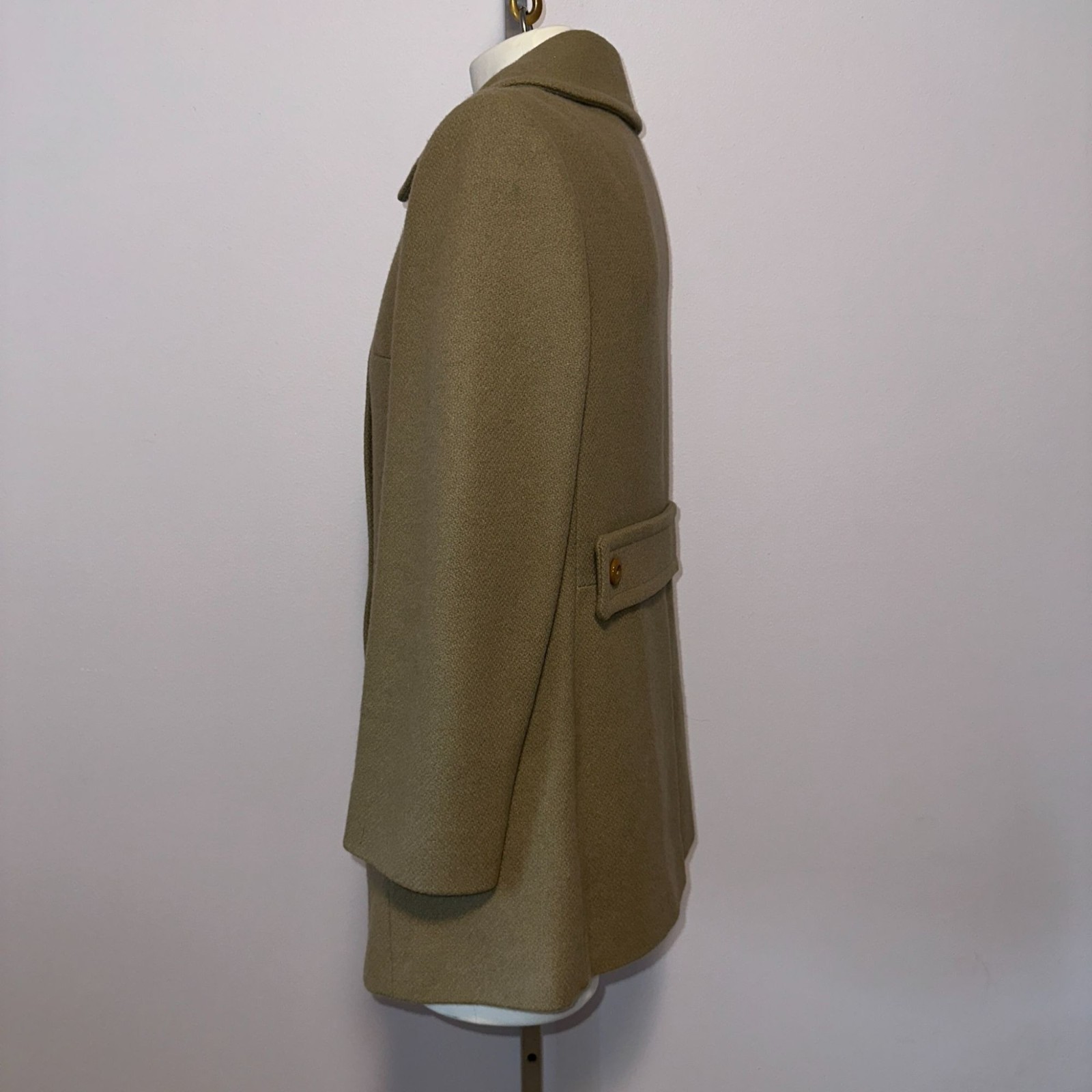 Vintage 60s Ransohoffs Wool Pea Coat Tan Khaki Double Breasted Jacket Medium