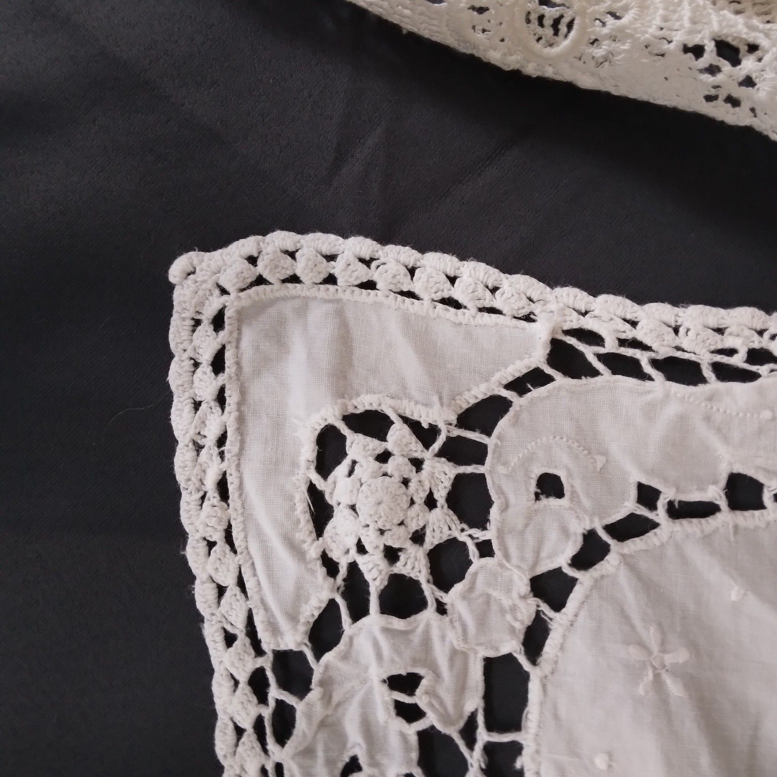 Vintage Four Handmade Whitework Lace Dress Yoke Collar Embroidered Crochet