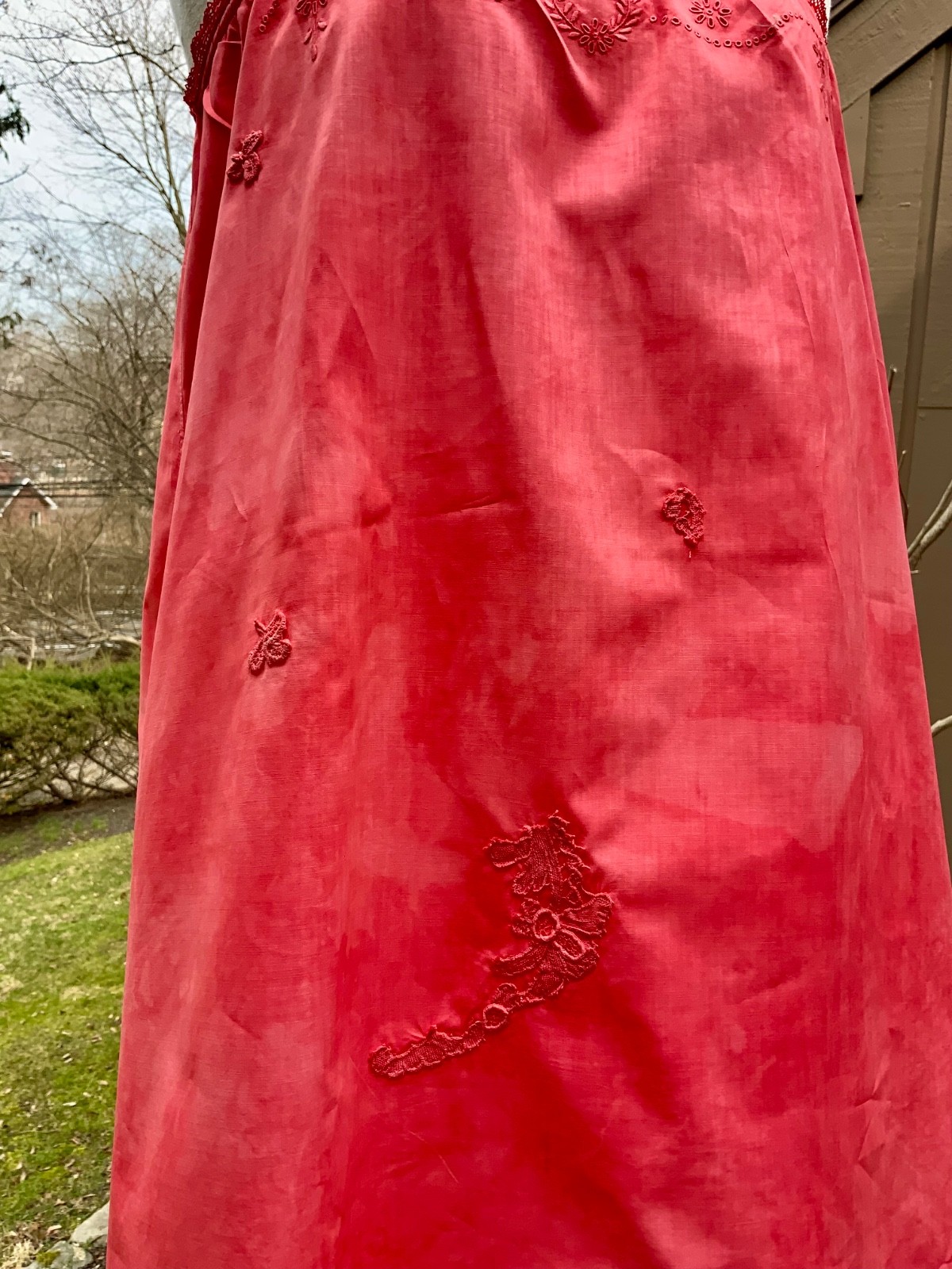 Edwardian Hand-Dyed Cotton Slip Dress | Restored Antique Lingerie with Appliqué