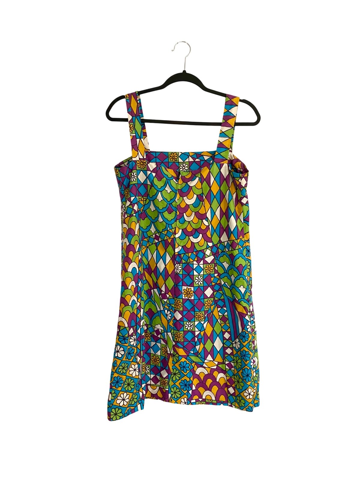Vintage 60s 70s Mod Dress Psychedelic Groovy Geometric Floral Shift Sundress