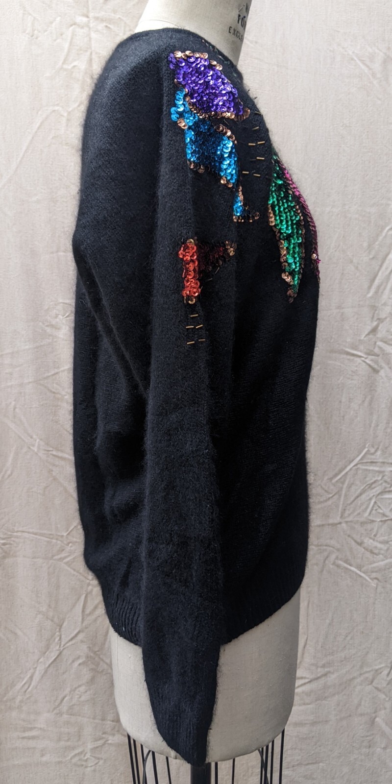 vintage WORK IN PROGRESS Gladys Bagley EMBELLISHED SWEATER sequin ANGORA