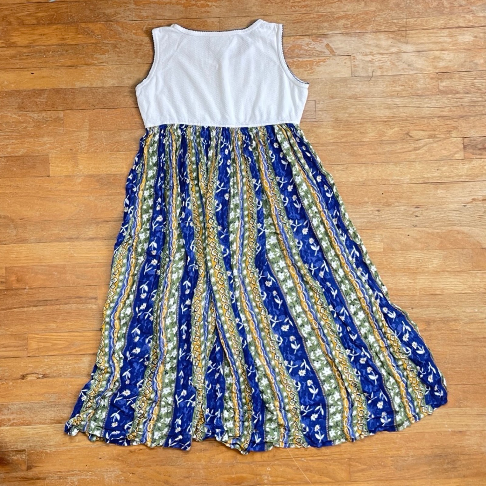 Vintage Floral Midi Dress Size Medium 1990s Floral Rayon Skirt Knit Cotton