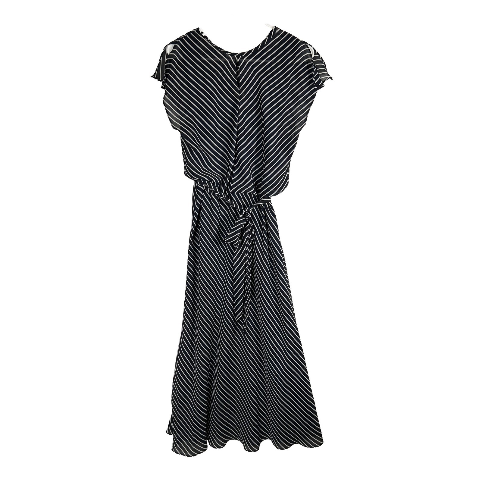 Positive Attitude Vintage Black White Striped Maxi Dress Size 8 USA