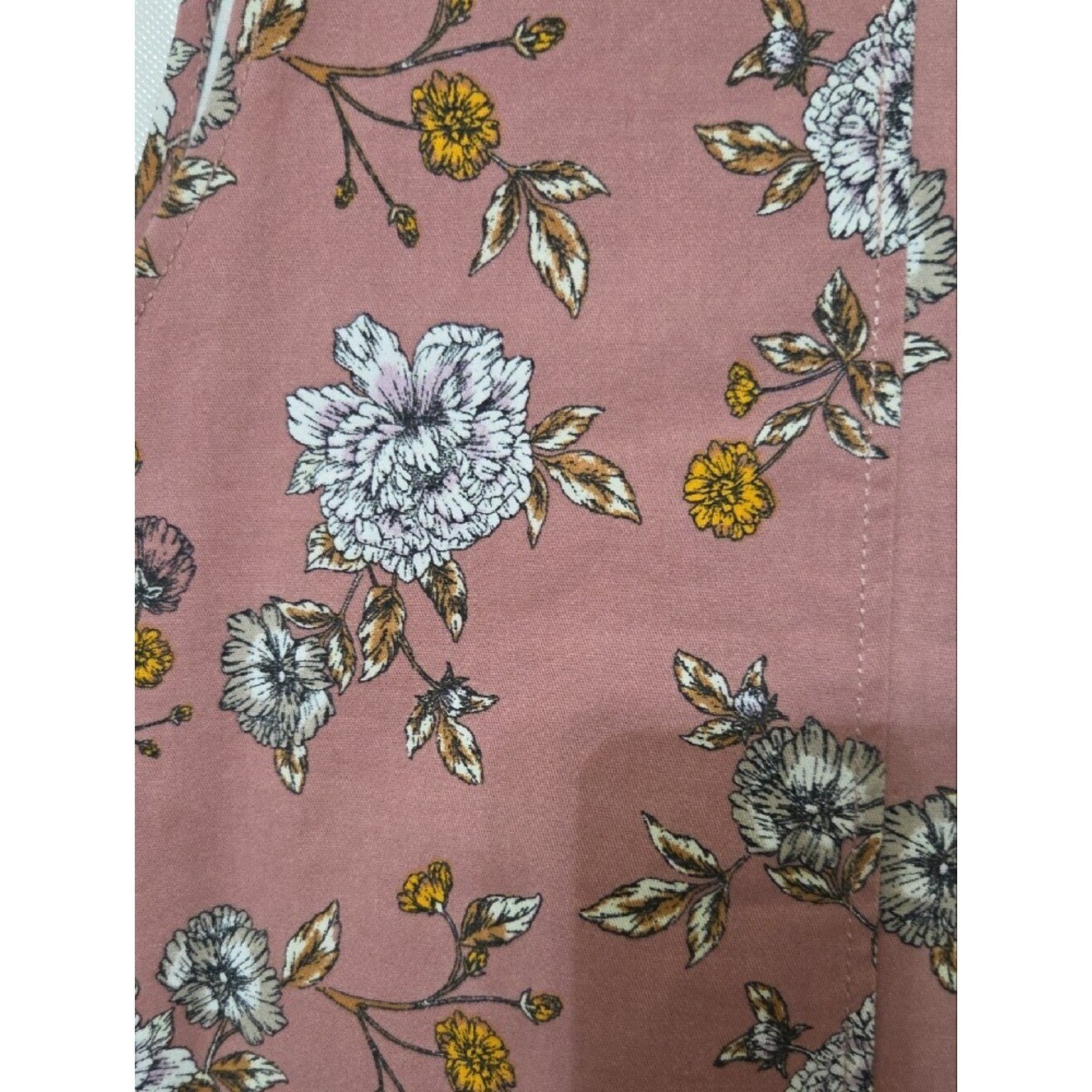 Tinseltown Mauve Floral Button Pinafore Overall Jumper Mini Dress – Size Large