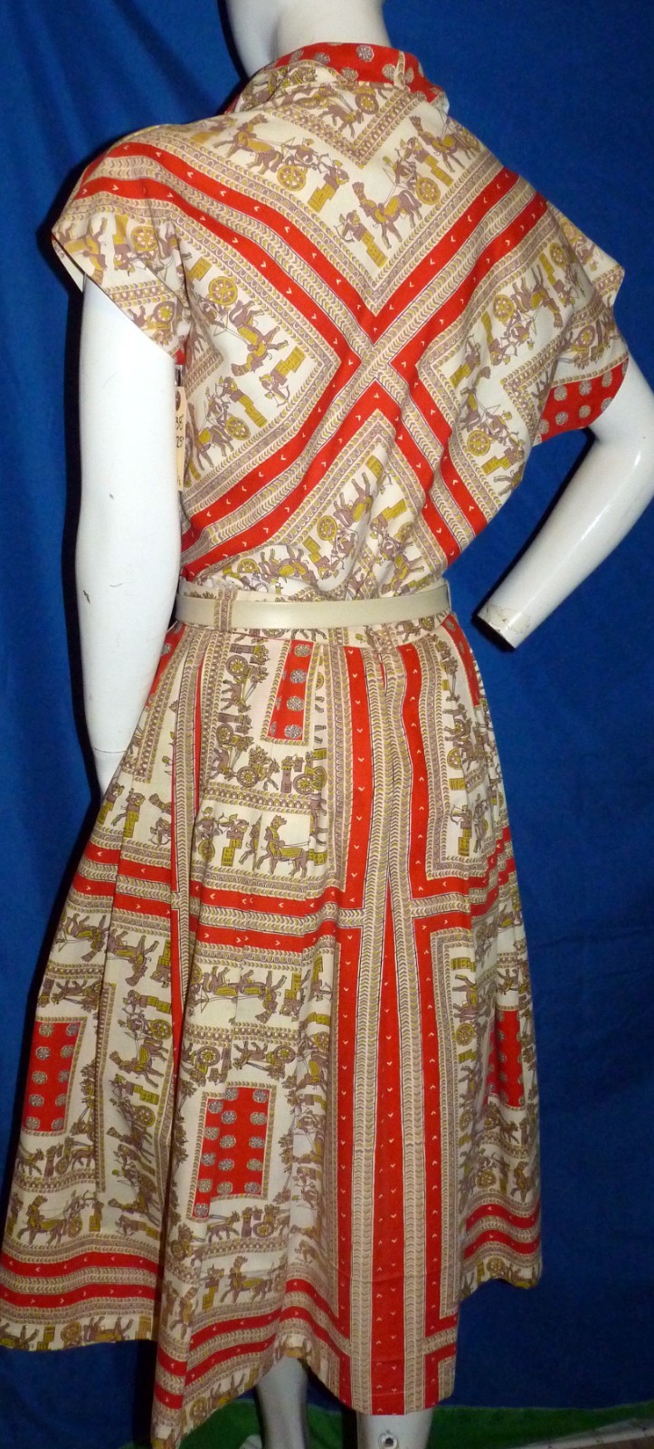1950s Art Mor Novelty Print Dress Sony Pictures Hollywood Costume Bust 38″ Large