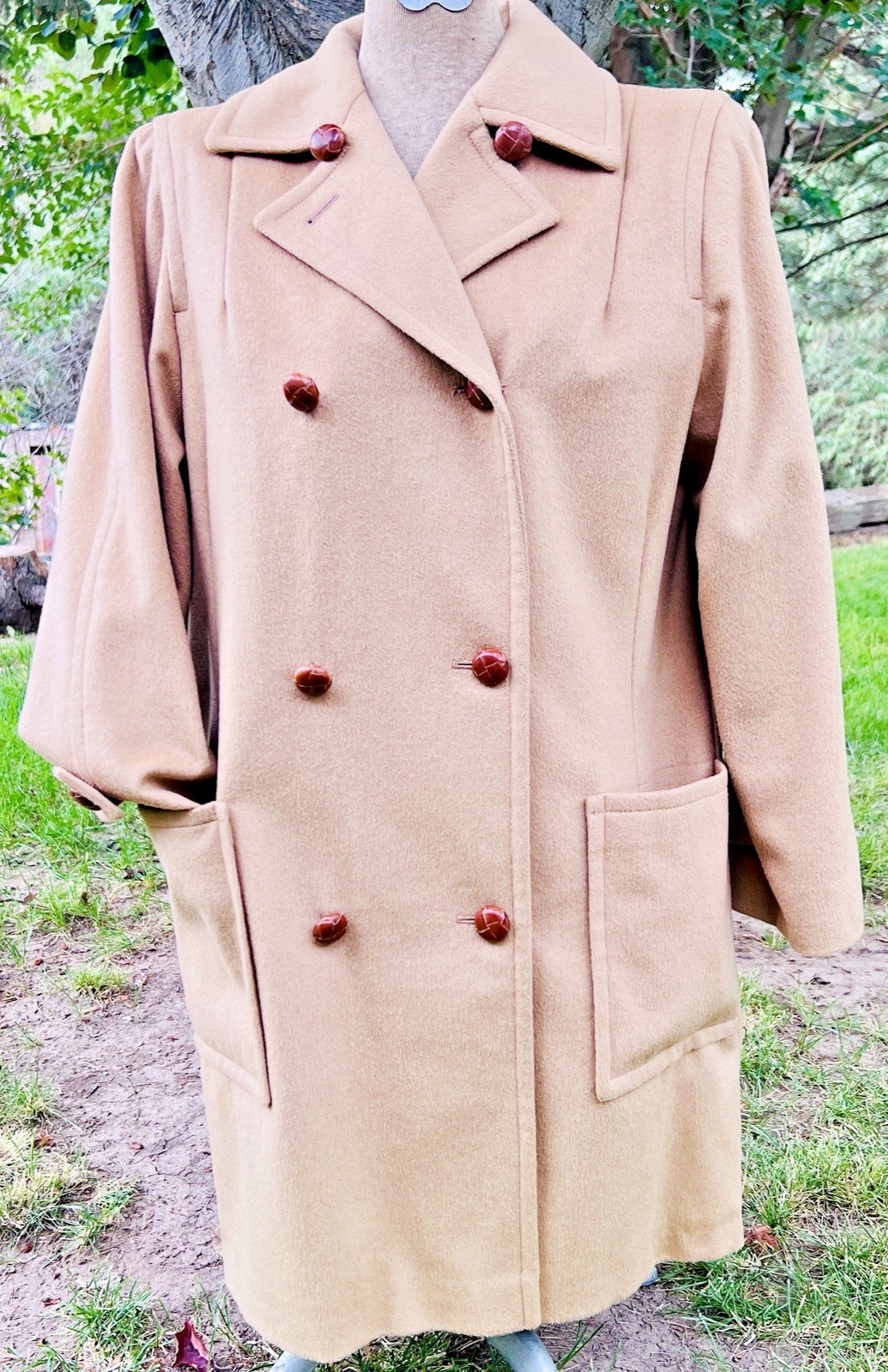 Riel Coat Co. Vintage Wool and Cashmere Coat Made in the USA Camel Color XL