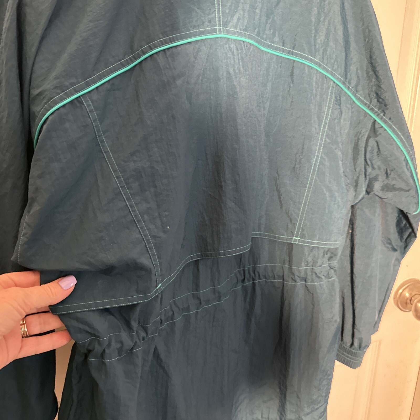 Vintage 90s Reebok Track Suit 2pc Jacket Pants Small Nylon Windbreaker Green