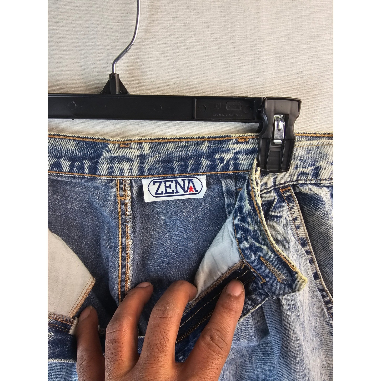 Vintage Zena Acid Wash Jeans Womens 12 Pleated High Waist Made in USA 80s