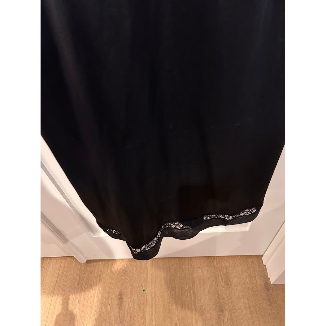 Vintage Munsingwear Black Nylon Tricot Lace Maxi Slip Dress Size 32 Tall USA