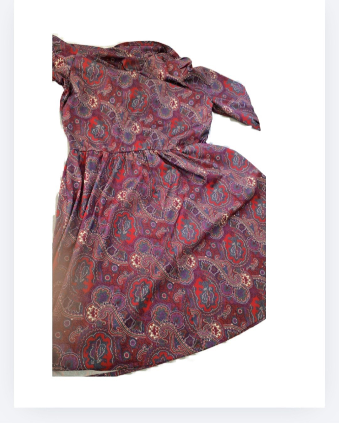 Vintage 70s Tabby of California Dress Size 12 Paisley Shirtdress Shoulder Pads
