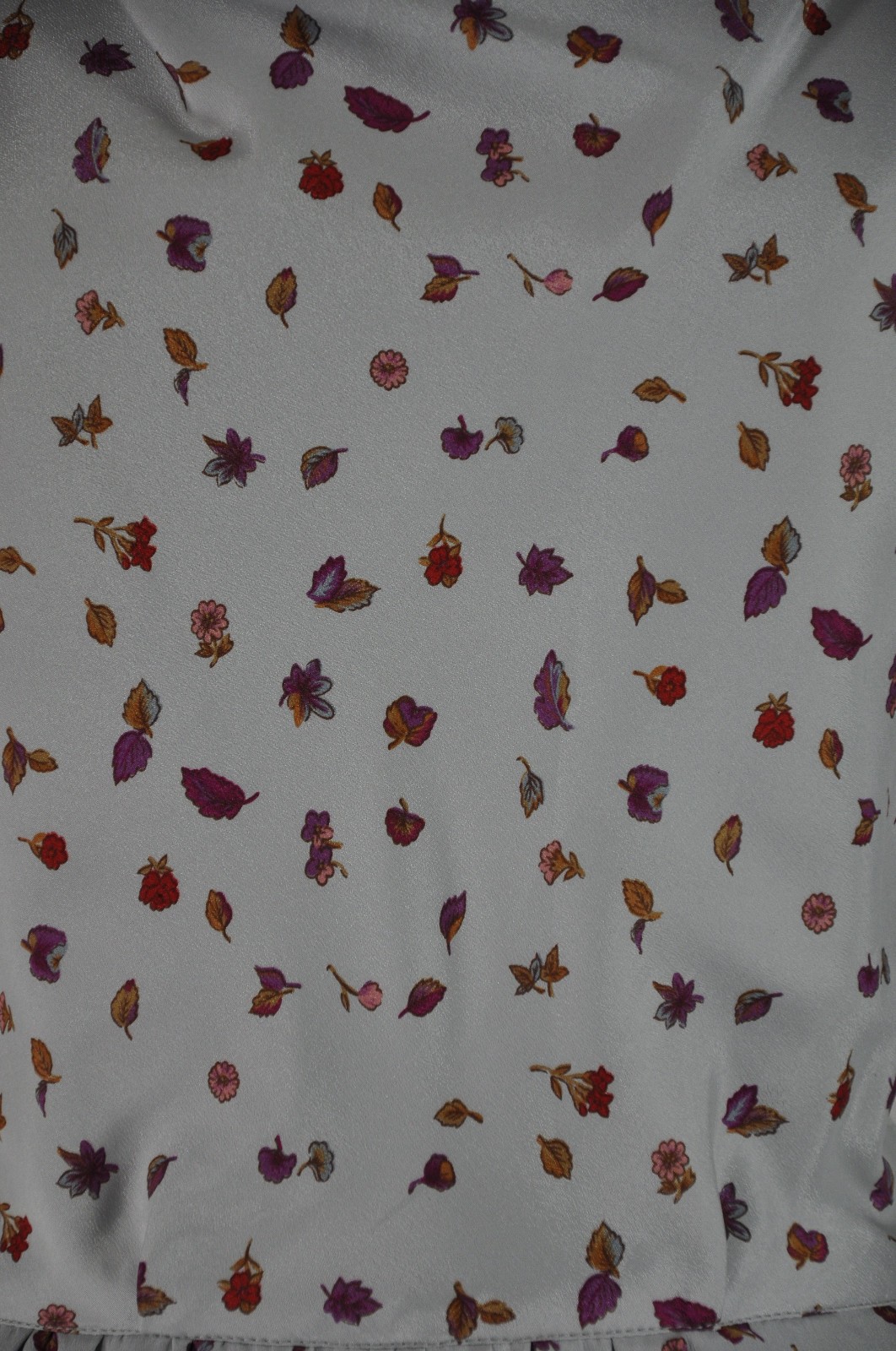 60s Vintage Silver Autumn Leaf Print Faux Wrap Cocktail Pencil Dress Women S M