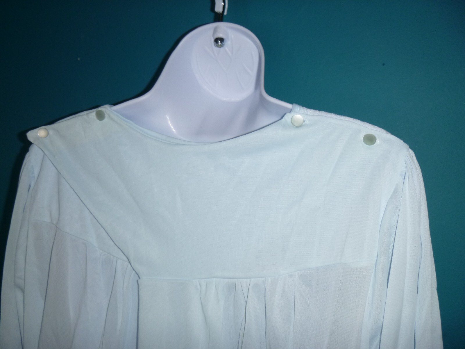 NWT Vtg Nancy King 100% Antron Nylon Hospital Nightgown Lace Trim Adaptive Sz L