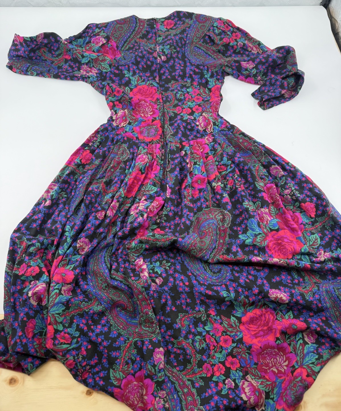 Expo VTG 80’s 90’s Botanical Floral Navy Blue Pink Women’s Dress Size 4